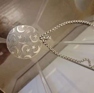 Vintage Nouveau Revival Moon and Stars Pendent Aluminum necklace